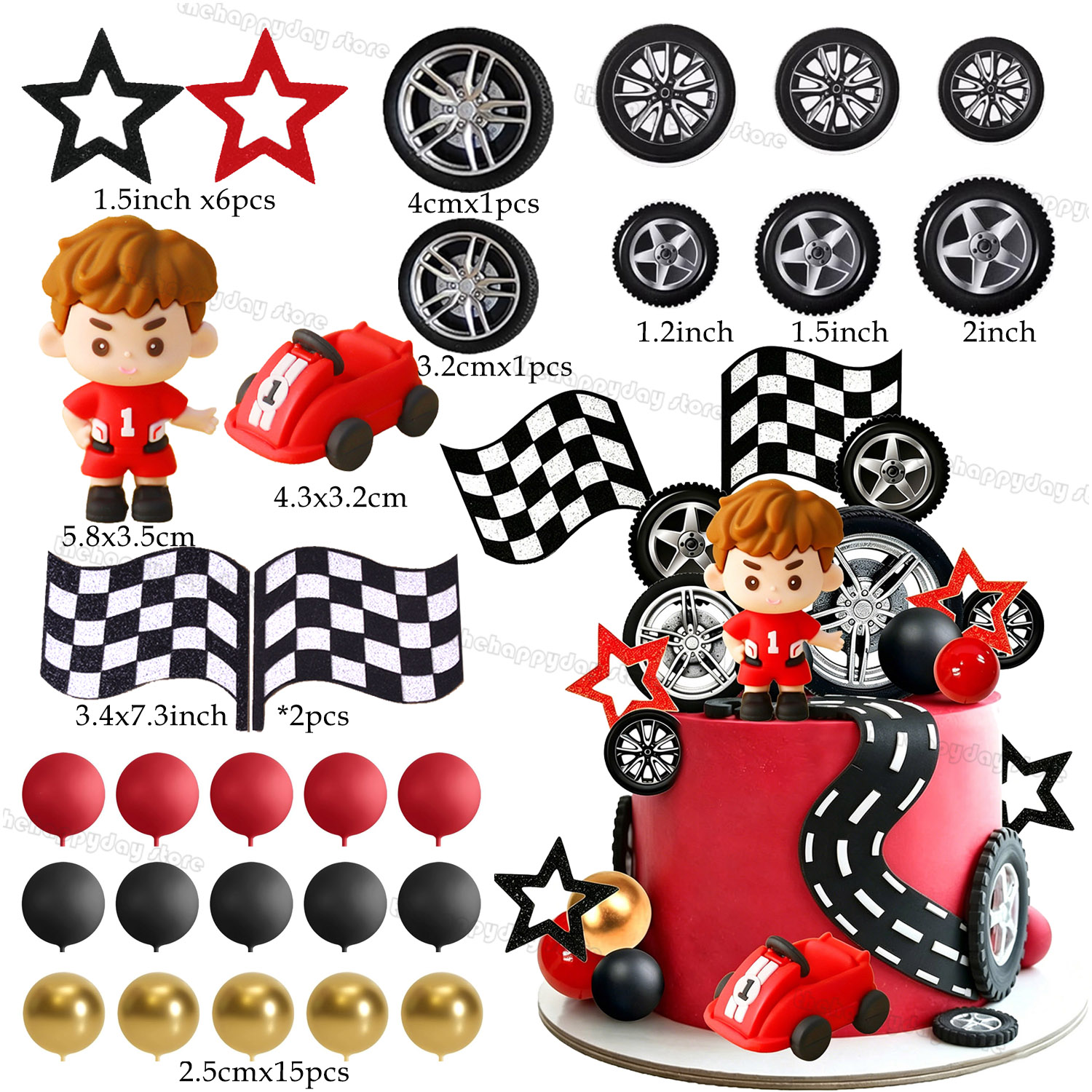 1Set Race Car Cake Toppers Tyr - Lighting Mcqueen Birthday Decor ulasan dan harga