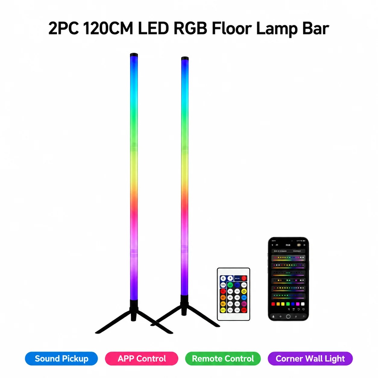 2 Pack RGB LED Corner Floor La - Lighting Decor Bedroom ulasan dan harga