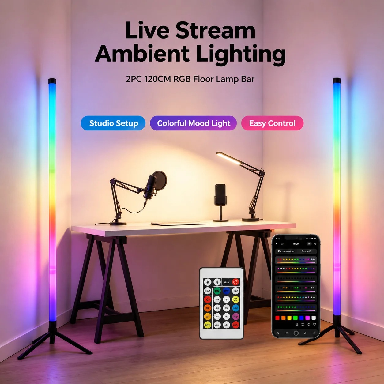 2 Pack RGB LED Corner Floor La - Lighting Decor Bedroom ulasan dan harga
