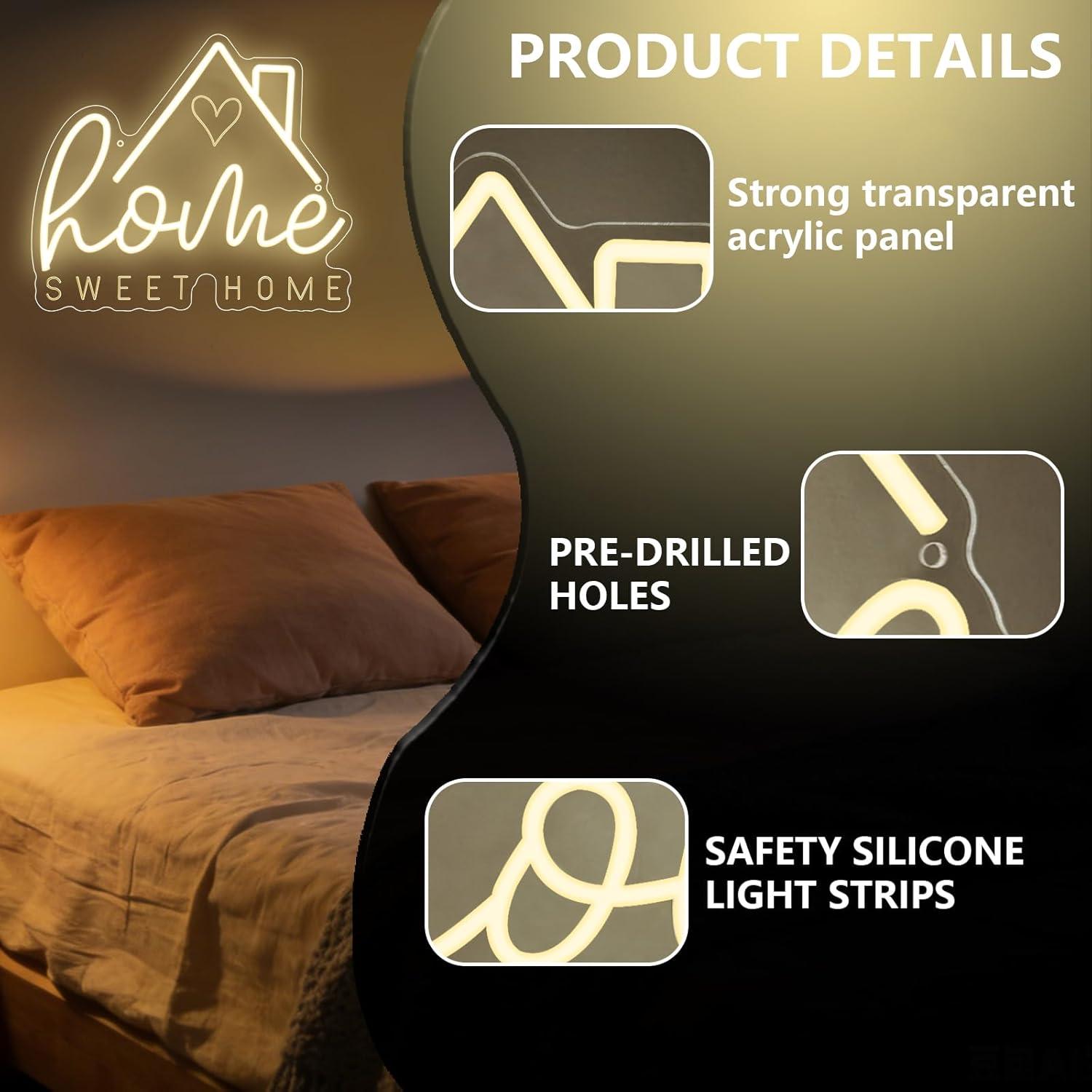 Sweet Home Neon Sign USB Dimma - Lighting Decoration In Bedroom ulasan dan harga