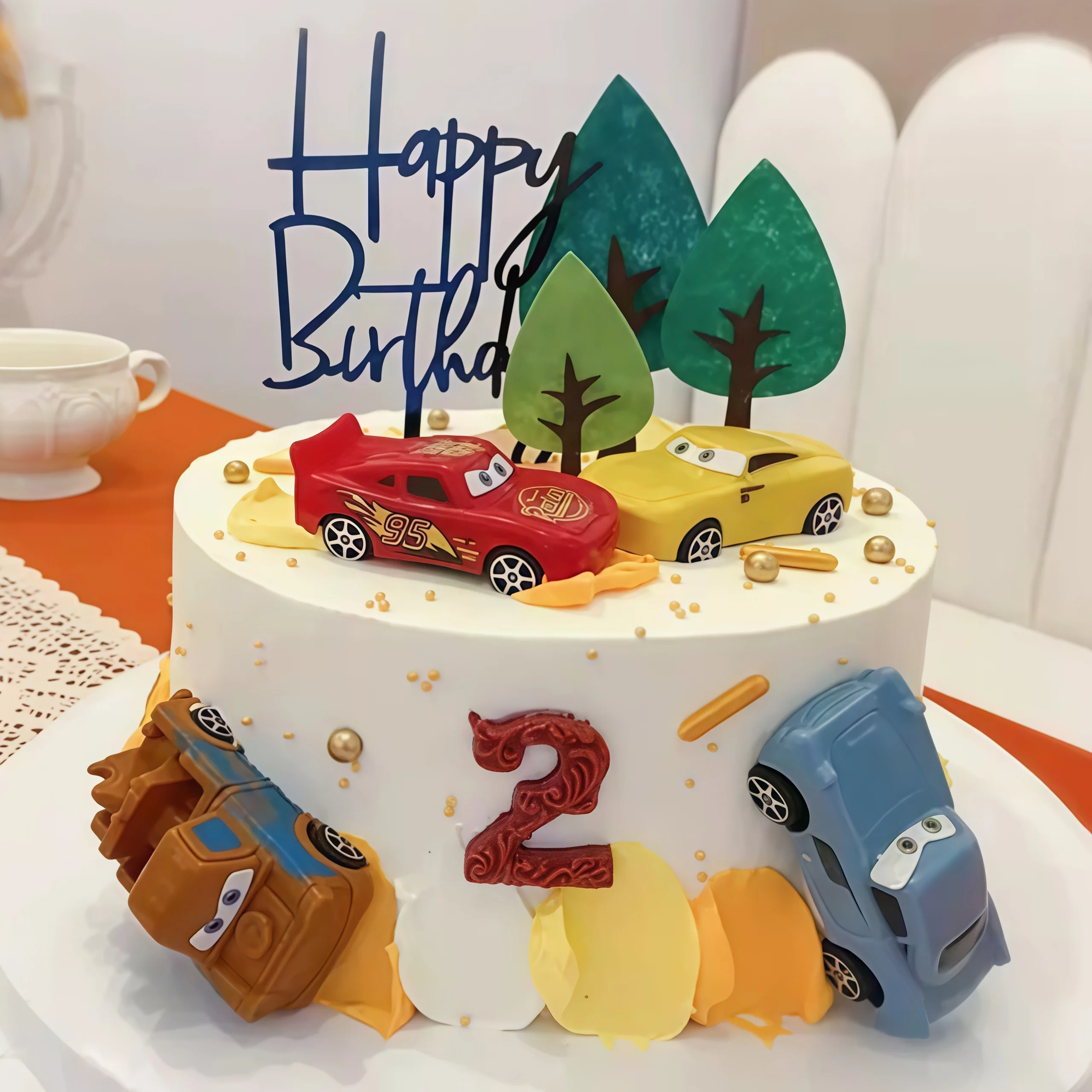 4pcs Lightning Cars Happy Birt - Lighting Mcqueen Birthday Decor ulasan dan harga