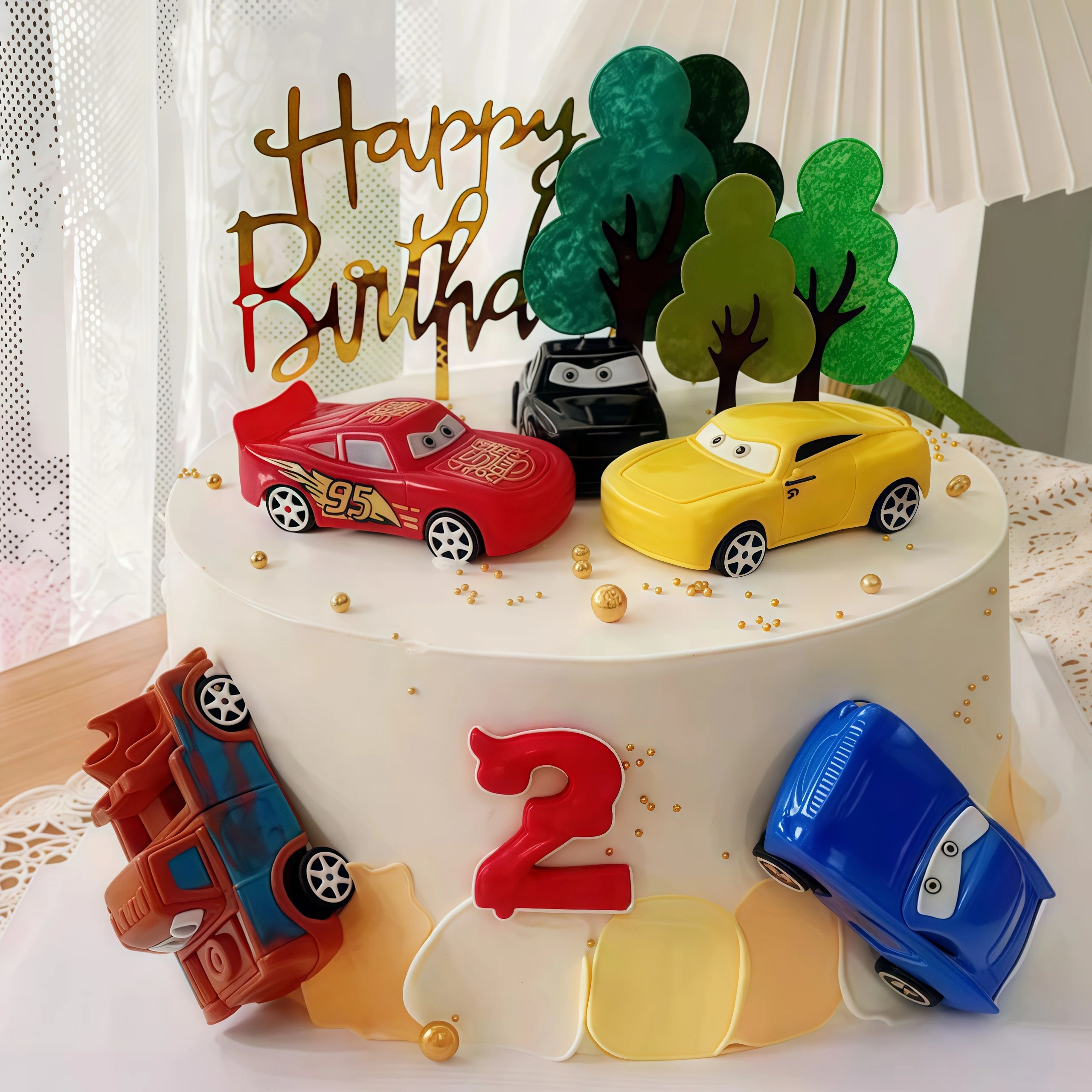 4pcs Lightning Cars Happy Birt - Lighting Mcqueen Birthday Decor ulasan dan harga