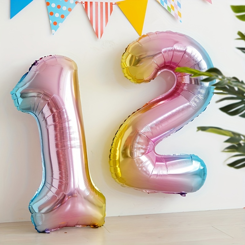 32inch Rainbow Gradient Number - Lighting Mcqueen Birthday Decor ulasan dan harga