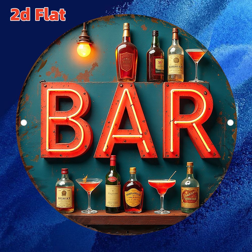 2D Metal Sign, Vintage Neon Ba - Office Lighting Decor ulasan dan harga