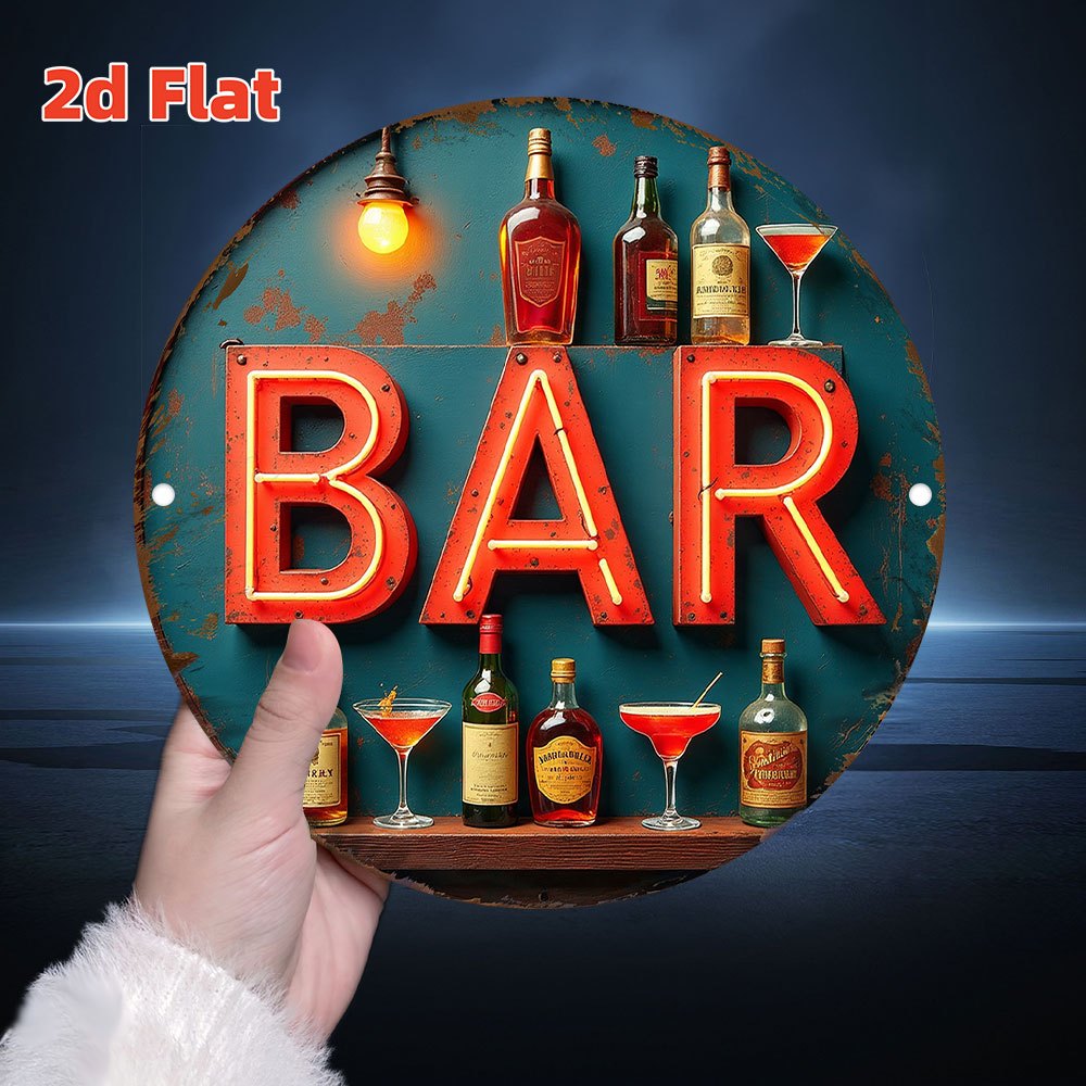 2D Metal Sign, Vintage Neon Ba - Office Lighting Decor ulasan dan harga