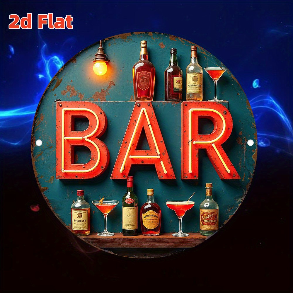 2D Metal Sign, Vintage Neon Ba - Office Lighting Decor ulasan dan harga