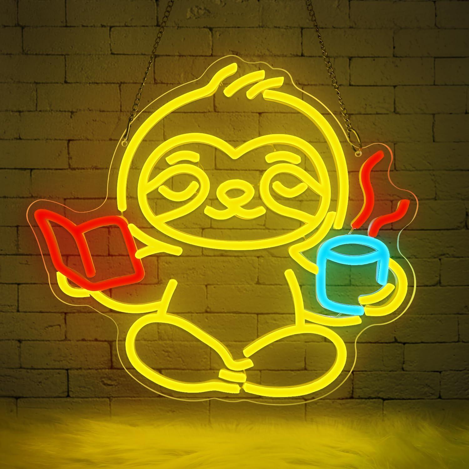 Sloth Neon Sign USB Dimmable L - Office Lighting Decor ulasan dan harga