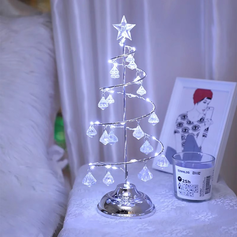 Christmas LED Crystal Christma - Home Decor Lighting Tree ulasan dan harga