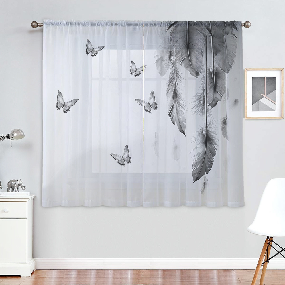 2PCS Digital Print Sheer Curta - Office Lighting Decor ulasan dan harga