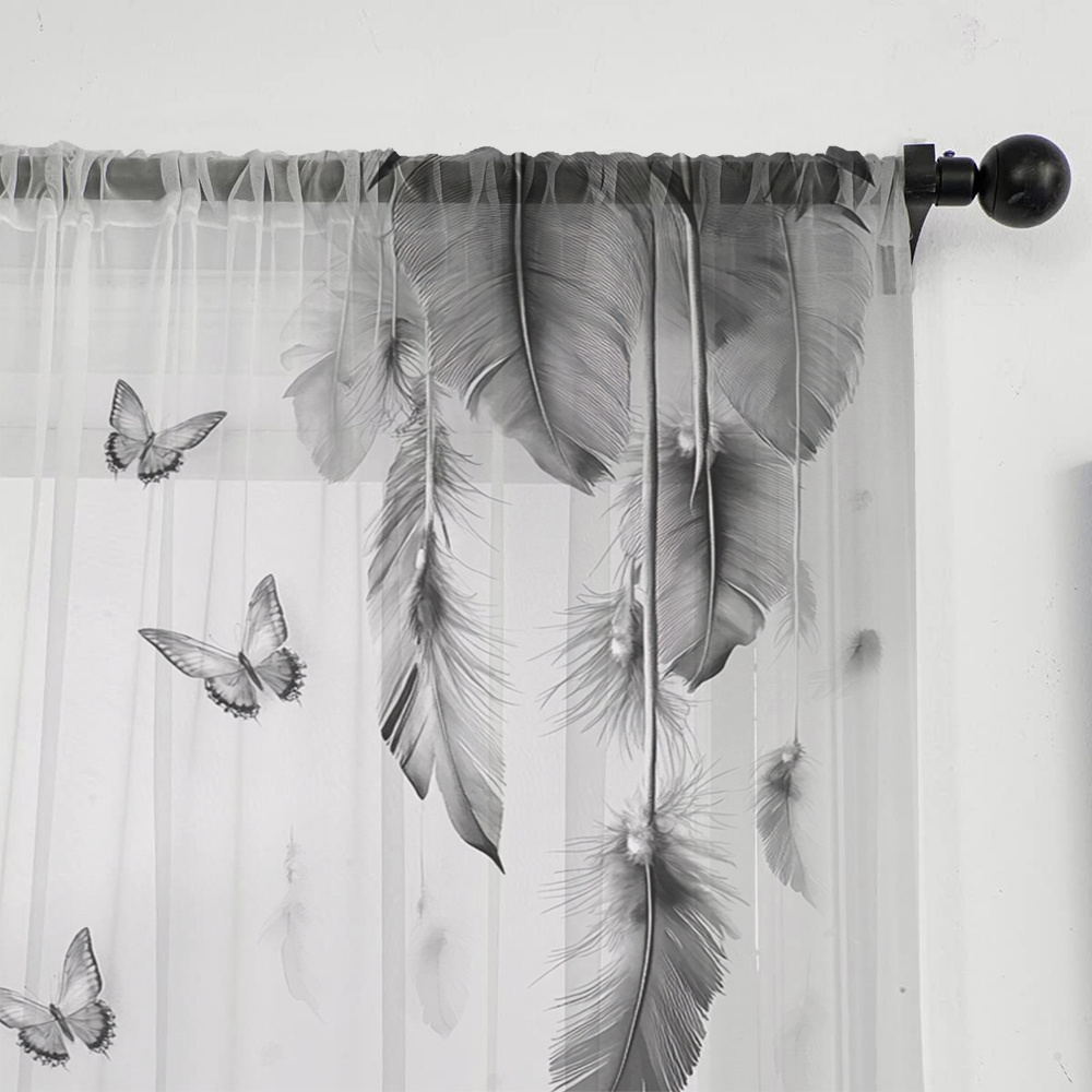 2PCS Digital Print Sheer Curta - Office Lighting Decor ulasan dan harga