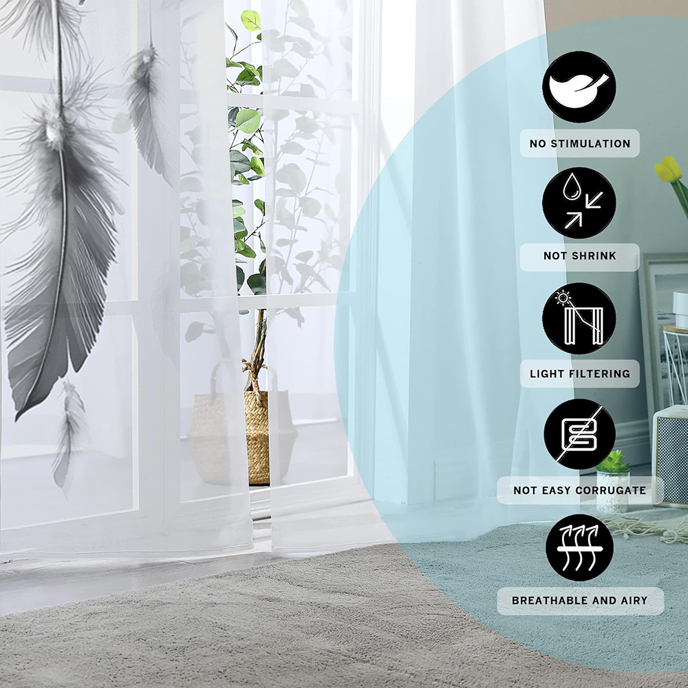 2PCS Digital Print Sheer Curta - Office Lighting Decor ulasan dan harga
