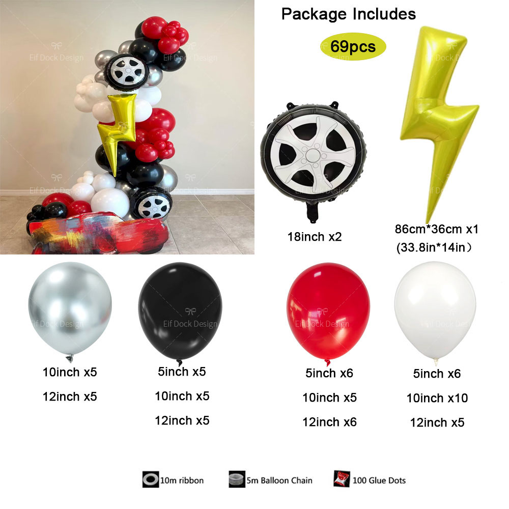 69Pcs Lightning Racing Car tir - Lighting Mcqueen Birthday Decor ulasan dan harga