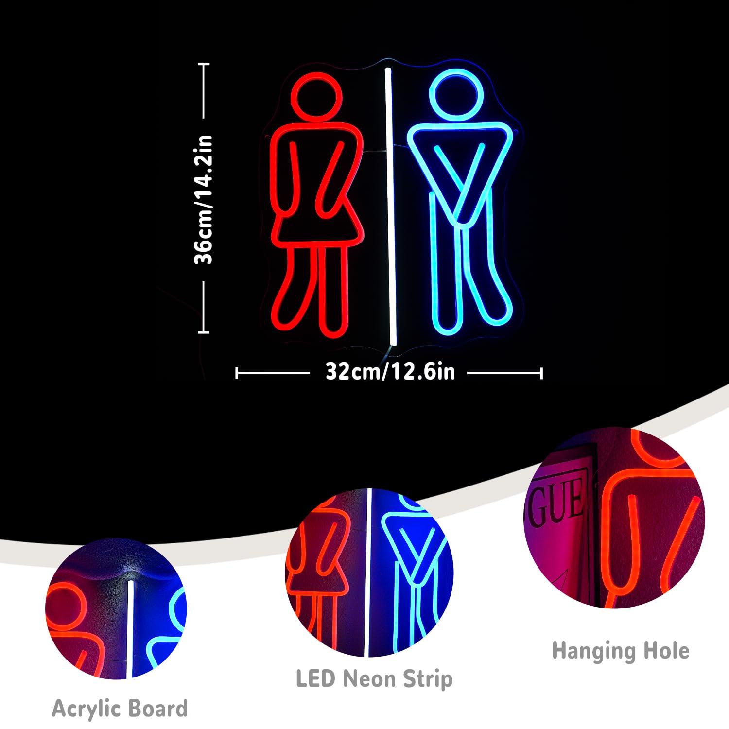 Restroom Neon Signs Toilets US - Office Lighting Decor ulasan dan harga