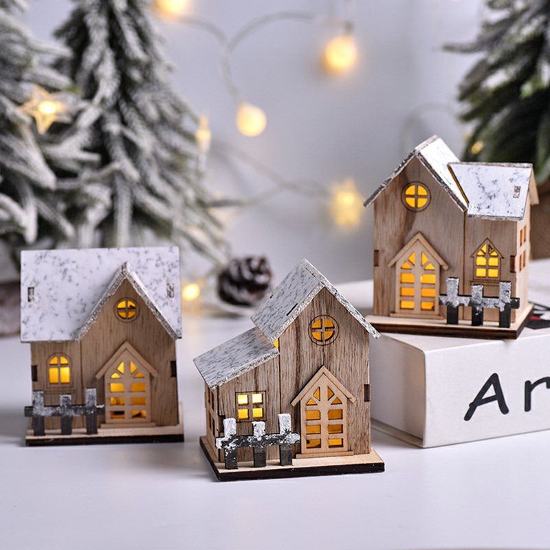 Christmas LED Light Wooden Hou - Home Decor Lighting Tree ulasan dan harga