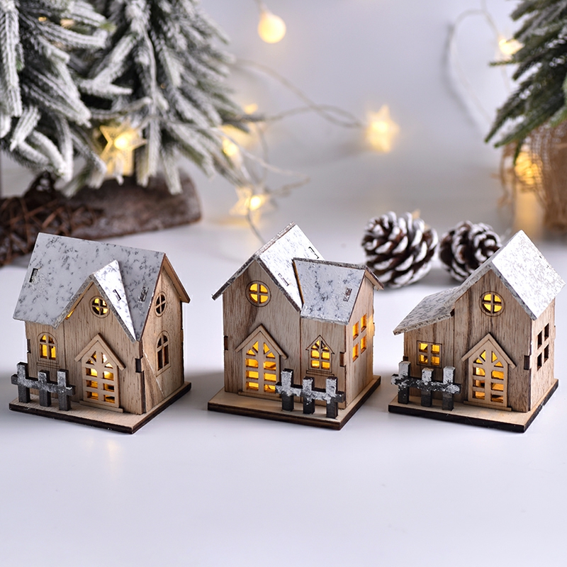 Christmas LED Light Wooden Hou - Home Decor Lighting Tree ulasan dan harga