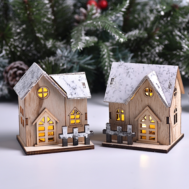 Christmas LED Light Wooden Hou - Home Decor Lighting Tree ulasan dan harga