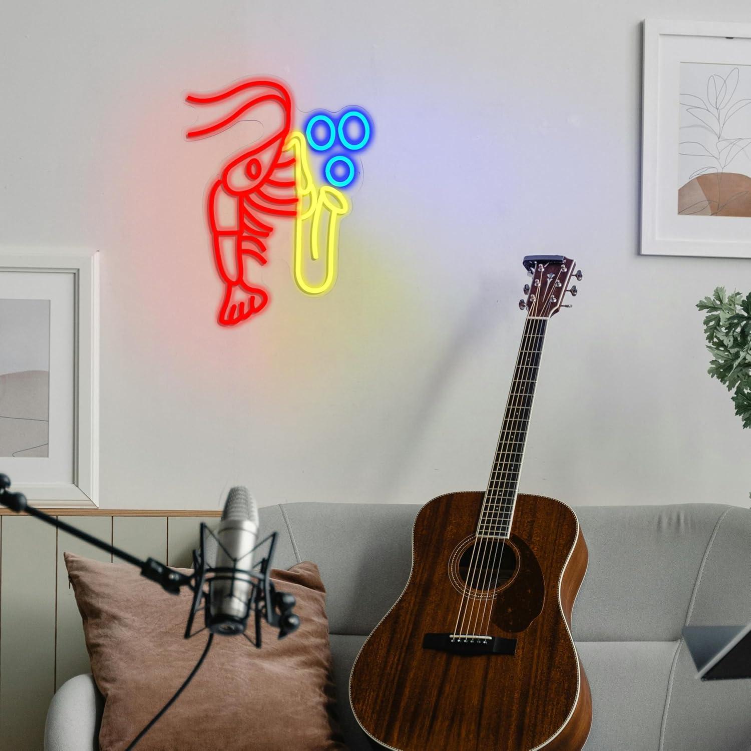 Lobster Saxophone Neon Sign Ja - Office Lighting Decor ulasan dan harga