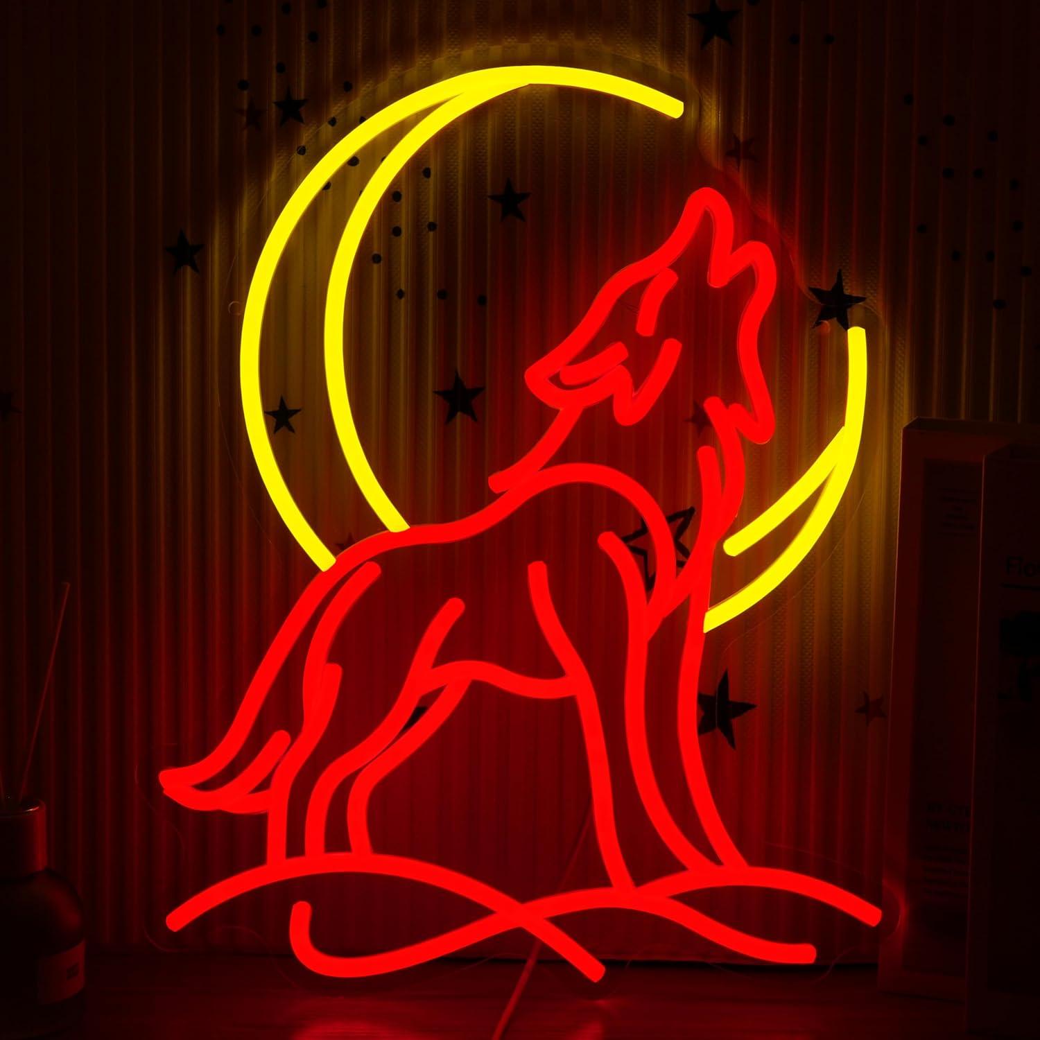 Howling Wolf Neon Sign Dimmabl - Room Lighting Bedroom Decor ulasan dan harga